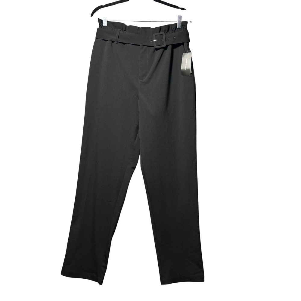 Danielle Bernstein‎ Black Paperbag Waist Belted Straight Leg Pants Medium